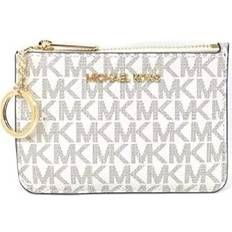 Coin Purses Michael Kors Jet Set Travel Small Top Zip Coin Pouch with ID Holder - Vanilla