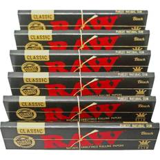 Raw Classic Black King Size Slim Natural Unrefined Ultra Thin 110mm Rolling Papers 6-pack