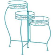 Iron Planters Accessories Juniper + Ivory Grayson Lane 21 In. In. Transitional Plantstand Blue Iron 73884