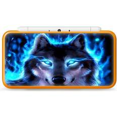 Gaming Sticker Skins 2DS XL Skin Decal Vinyl Wrap Wolf Glowing Eyes Fire