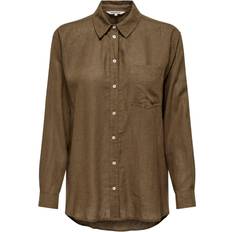 Beste Skjorter Only Tokyo Plain Linen Blend Shirt - Brown/Cub