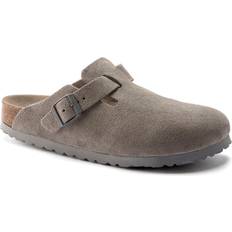 Birkenstock Herren Pantoletten Birkenstock Boston Soft Footbed Suede Leather - Stone Coin