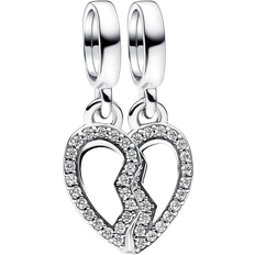 Pandora Friends Splitable Heart Dangle Charm - Silver/Transparent