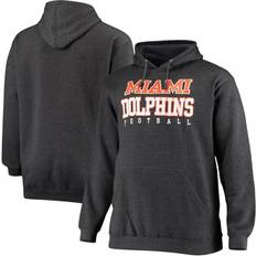 Football Jackets & Sweaters Fanatics Men's Heathered Charcoal Miami Dolphins Big & Tall Practice Pullover Hoodie