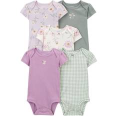 Bodysuits Children's Clothing Carter's Baby Floral Short Sleeve Bodysuits 5-pack - Purple/Green (195862441815)
