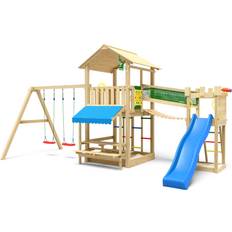 Jungle Gym Play Tower Cascade Wood Picnic with 2 Swings Bridge Slide