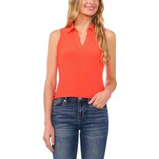 M Blouses CeCe Women's Sleeveless Polo-Collar Solid-Knit Top Tiger Lily