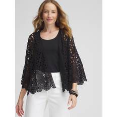 Cotton Coats Chico's Crochet Cotton Kimono in Black