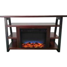 Electric Fireplaces Cambridge Sawyer 53-In. Fireplace TV Stand with Shelves in Mahogany/Black and LED Electric Heater Insert