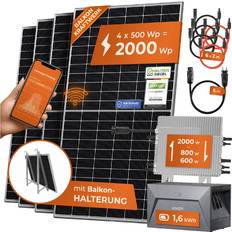 Solarmodule Solarway Balkonkraftwerk 2000W Solaranlage 1,6kWh Speicher steckerfertig WIFI Komplettset Photovoltaik Anlage 600-2000W