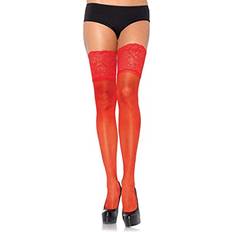 Red Corsets Leg Avenue Women's Stay-Up Lace Band Top Thigh Highs, Red, One