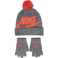 Nike Big Kid's Swoosh Pom Beanie Hat & Gloves Set 2-piece - Carbon Heather