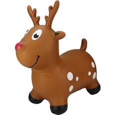 Plastic Beach Ball BounceZiez Inflatable Bouncing Animal Hoppers with Hand Pump Brown Reindeer