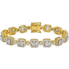 Jewelry Unlimited Baguette Link Bracelet - Gold/Diamonds