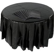 Table Decorations Fun Express Bulk 12 Pc. 82" Black Round Plastic Tablecloths