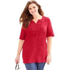 T-shirts Catherines Plus Women's Touch of Lace Tee in Classic Red Size 4X