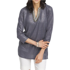 Chico's Linen Foil Embellished Tunic - Soft Slate