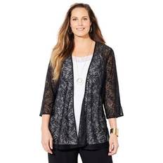 Coats Catherines Plus Women's AnyWear Lace Cardigan in Black Size 4X