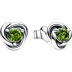 Pandora August Birthstone Eternity Circle Stud Earrings - Silver/Green