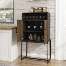 soges Freestanding Wine Bakers Rack Black Liquor Cabinet 26.3x49.1"