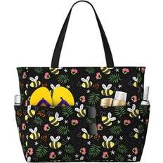 Beach Bags Kdxio Bees Large Beach Tote Bag - Black