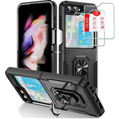 Anvzle 2 Tempered Glass Screen Protector + Magnetic Kickstand Car Mount Holder Case for Galaxy Z Flip 5
