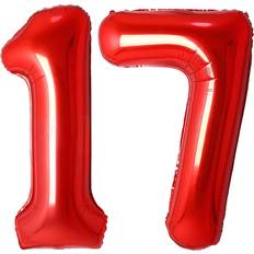 Number Balloons 17 Red