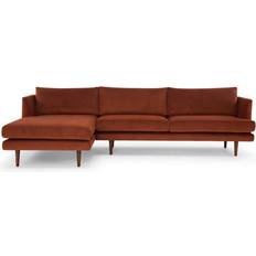 AllModern Miller Stax Rust Performance Velvet Sofa 112" 3 Seater