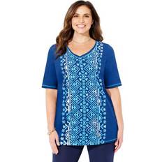 T-shirts & Tank Tops Catherines Plus Women's Placement Print Tee in Dark Sapphire Geo Size 4X
