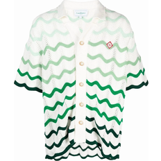 White - Women Shirts Casablanca Gradient Wave Crochet Texture Shirt - White/Green