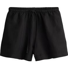 H&M Clothing H&M Linen-Blend Pull-On Shorts - Black
