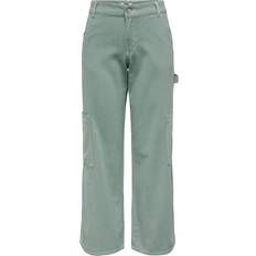 JdY Zizzy High Waist Wide Legs Pants - Grey/Chinoise Green