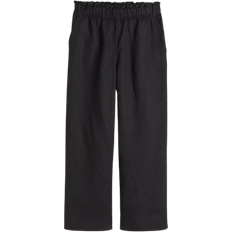 H&M Women's Ankle Length Linen Trousers - Black