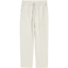 Leinen Hosen H&M Tapered Linen Blend Trousers - Light Beige