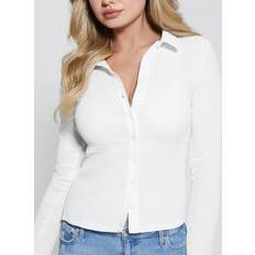 White Blouses Guess Tessa Smocked Top White