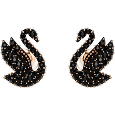 Swarovski Swan Stud Earrings - Rose Gold/Black/Pearls