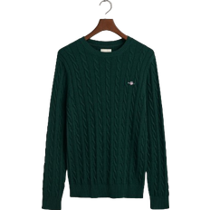 Gant Cotton Cable Knit Crew Neck Sweater - Tartan Green