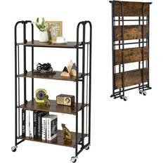 Costway Rolling Cart with Storage Rustic Brown Trolley Table 16x26"