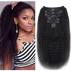Clip in Hair Extension 18 inch Natural Black 8-pack