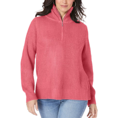 Jessica London Shaker Quarter Zip Pullover - Tea Rose