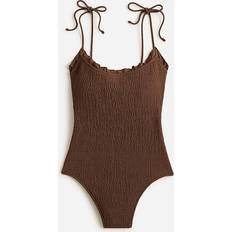 J.Crew Smocked tie-shoulder one-piece swimsuit - Dark Fudge