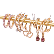 PrettyLittleThing Hoop Multi-Pack Earrings - Gold/Pink/Transparent