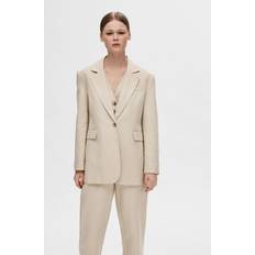 Bomull - Dame Dressjakker Selected Sine Ls Fitted Blazer Humus