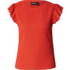 Damen - Orange Blusen Pieces T-Shirt 'LUNA' orangerot