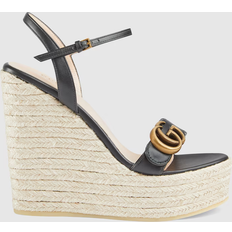 Gucci Heeled Sandals Gucci Women's Leather Platform Espadrille, Black