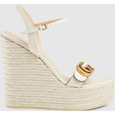 Gucci Women Heeled Sandals Gucci Women's Leather Platform Espadrille, White