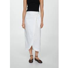 Miniröcke - Weiß Mango Pareo Linen Wrap Skirt