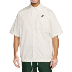 Men - White Shirts Nike Men's Club Short Sleeve Oxford Button Up Shirt - Sail/Black