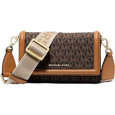 Michael Kors Women Crossbody Bags Michael Kors Jet Set Small Logo Print Woven Smartphone Crossbody Bag - Brown/Acorn