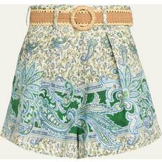 Linen - Men Shorts Zimmermann Ottie Tuck Shorts GREEN PAISLEY